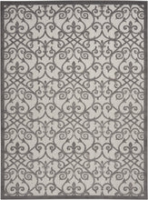 10' X 13' Grey And Charcoal Damask Non Skid Indoor Outdoor Area Rug
