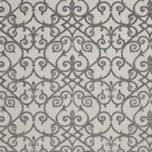 10' X 13' Grey And Charcoal Damask Non Skid Indoor Outdoor Area Rug