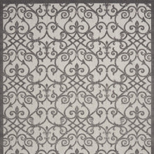 10' X 13' Grey And Charcoal Damask Non Skid Indoor Outdoor Area Rug