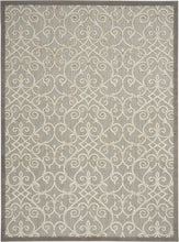 10' X 13' Natural Damask Non Skid Indoor Outdoor Area Rug
