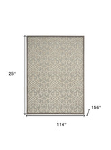 10' X 13' Natural Damask Non Skid Indoor Outdoor Area Rug