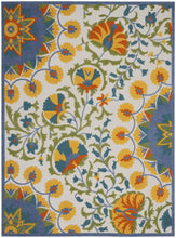 12' X 15' Blue Yellow And White Toile Non Skid Indoor Outdoor Area Rug