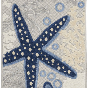 2' X 6' Blue And Grey Runner Animal Print Non Skid Area Rug