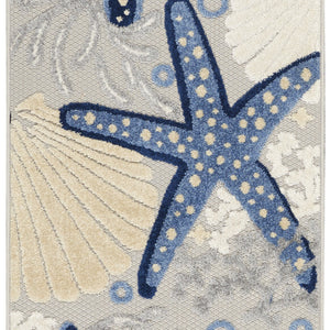 2' X 10' Blue And Grey Animal Print Non Skid Runner Rug