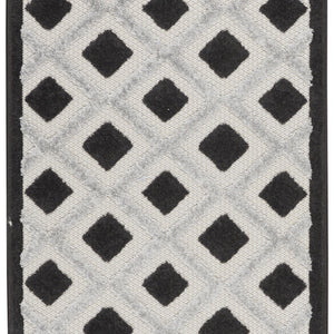 Black And White Gingham Non Skid Indoor Outdoor Runner Rug - 2' X 10'