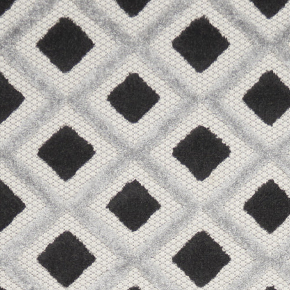 Black And White Gingham Non Skid Indoor Outdoor Runner Rug - 2' X 10'