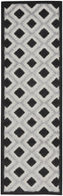 Black And White Gingham Non Skid Indoor Outdoor Runner Rug - 2' X 8'