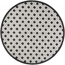 Black And White Round Gingham Non Skid Indoor Outdoor Area Rug - 8' x 8'
