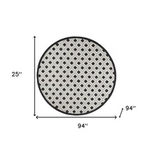 Black And White Round Gingham Non Skid Indoor Outdoor Area Rug - 8' x 8'