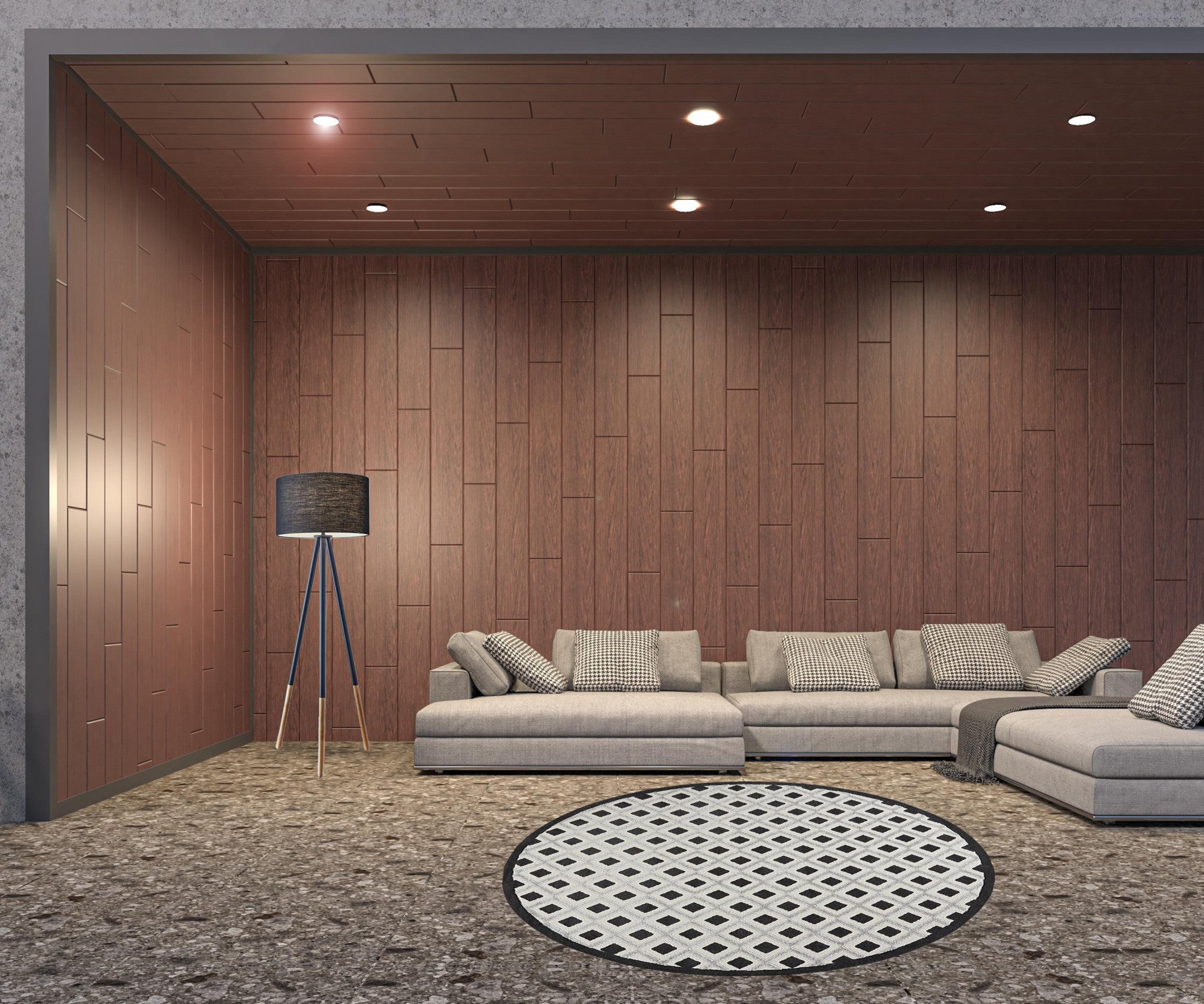 Black And White Round Gingham Non Skid Indoor Outdoor Area Rug - 8' x 8'