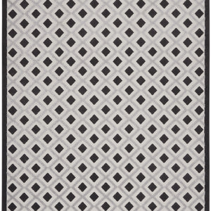 9' X 12' Black And White Gingham Non Skid Indoor Outdoor Area Rug