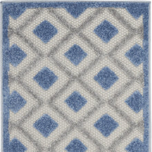 Blue And Grey Gingham Non Skid Indoor Outdoor Runner Rug - 2' X 6'