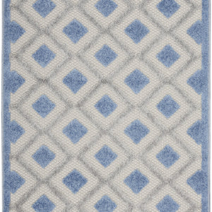 3' X 4' Blue And Grey Gingham Non Skid Indoor Outdoor Area Rug