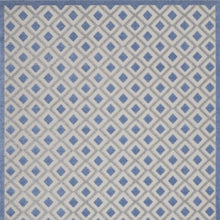 10' X 13' Blue And Grey Gingham Non Skid Indoor Outdoor Area Rug