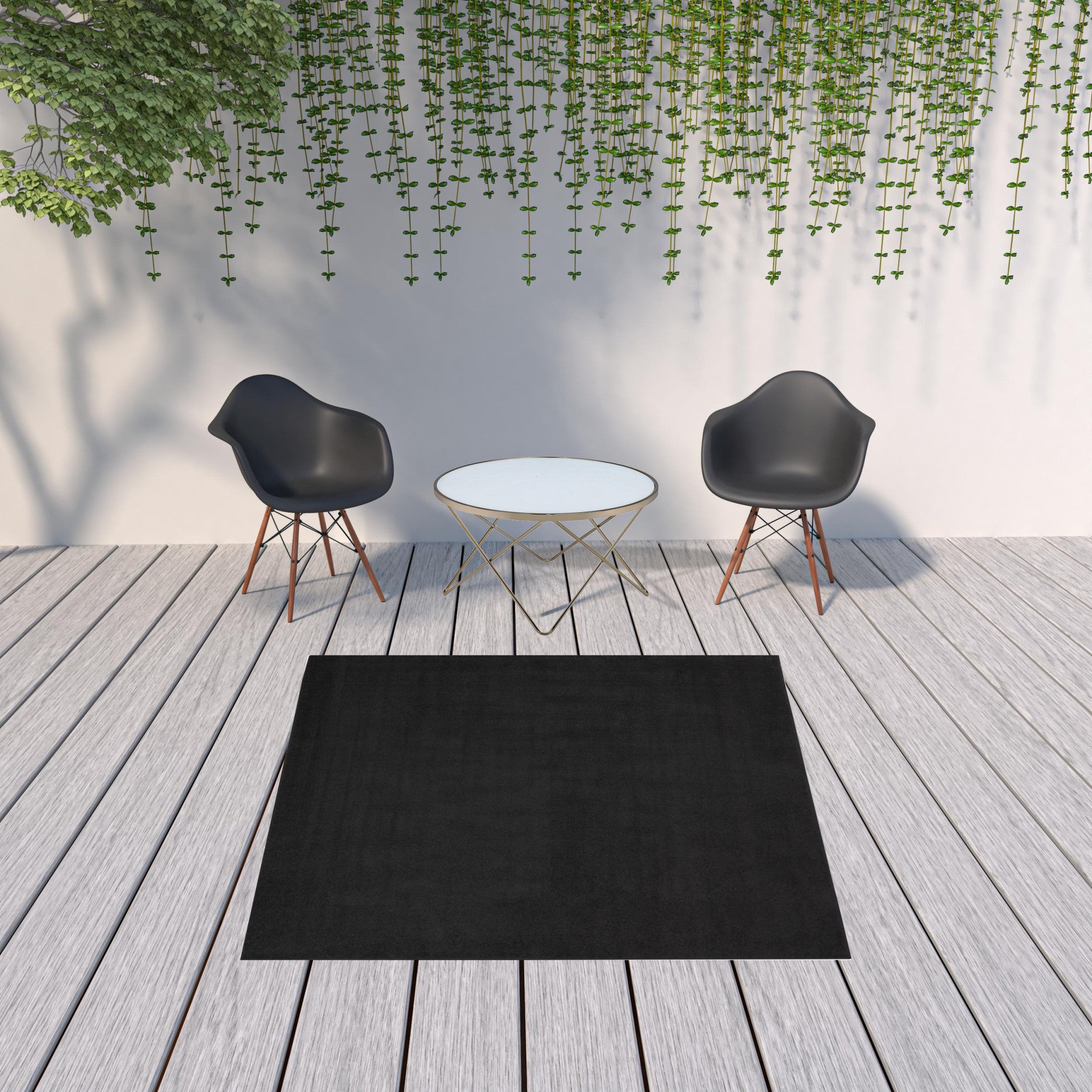 7' X 7' Black Square Non Skid Indoor Outdoor Area Rug