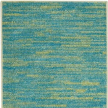 2' X 10' Blue And Green Striped Non Skid Indoor Outdoor Runner Rug