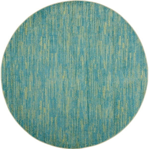 8' X 8' Blue And Green Round Striped Non Skid Indoor Outdoor Area Rug