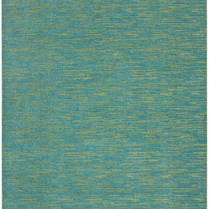 9' X 12' Blue And Green Striped Non Skid Indoor Outdoor Area Rug
