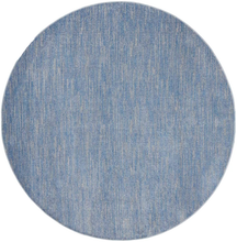 8' X 8' Blue And Grey Round Striped Non Skid Indoor Outdoor Area Rug