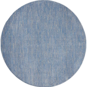 8' X 8' Blue And Grey Round Striped Non Skid Indoor Outdoor Area Rug