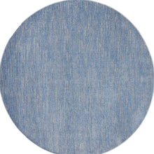 8' X 8' Blue And Grey Round Striped Non Skid Indoor Outdoor Area Rug