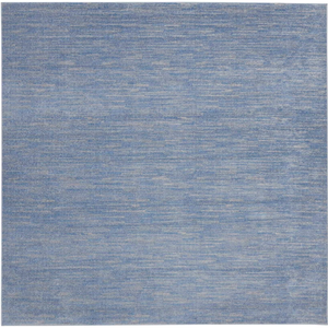 9' X 9' Blue And Grey Square Striped Non Skid Indoor Outdoor Area Rug