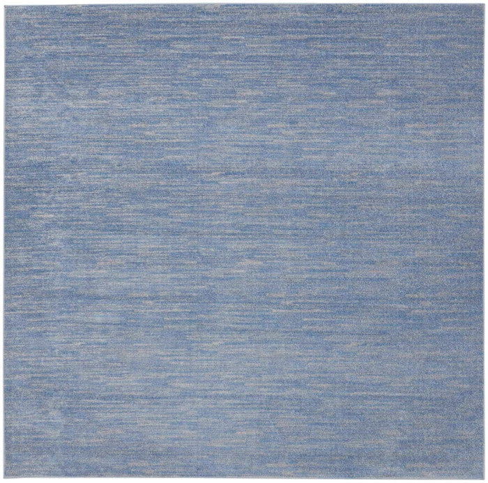 9' X 9' Blue And Grey Square Striped Non Skid Indoor Outdoor Area Rug