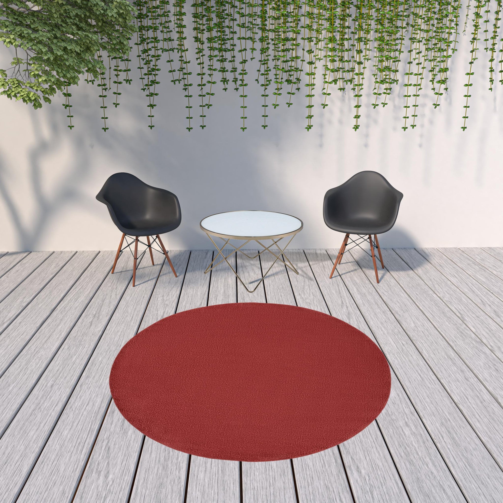 8' X 8' Brick Red Round Non Skid Indoor Outdoor Area Rug