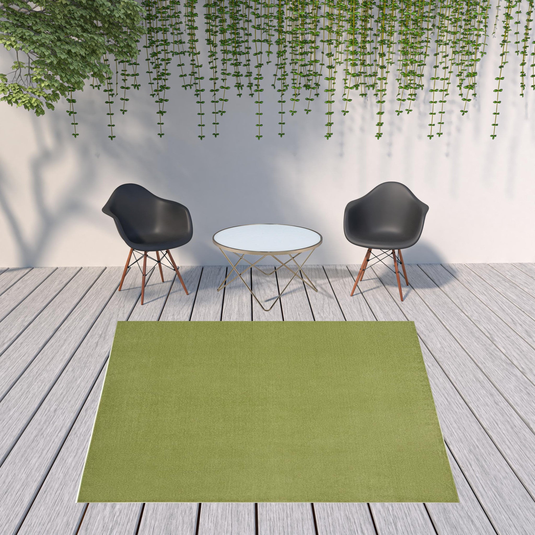 9' X 9' Green Square Non Skid Indoor Outdoor Area Rug