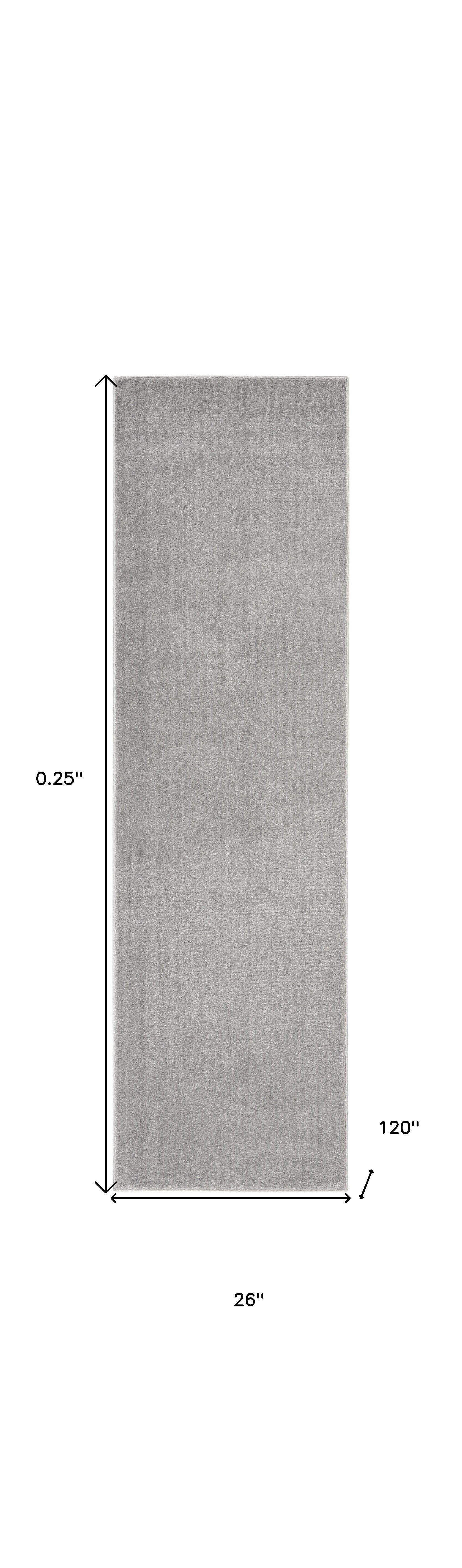 Silver Grey Non Skid Indoor Outdoor Runner Rug 2' X 10'