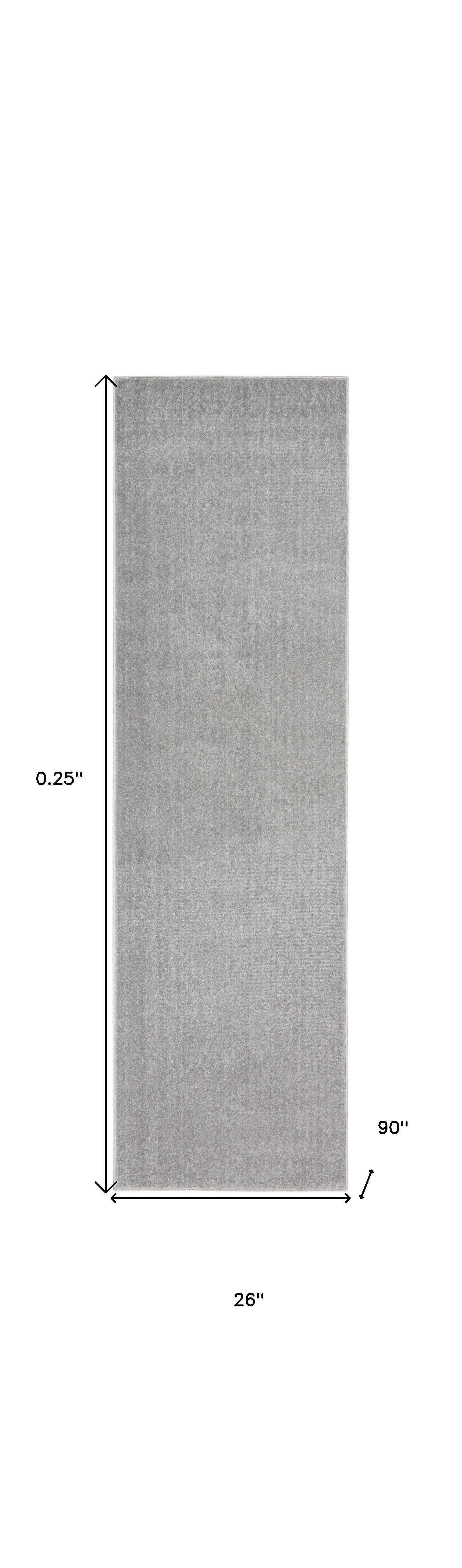 Silver Grey Non Skid Indoor Outdoor Runner Rug 2' X 8'