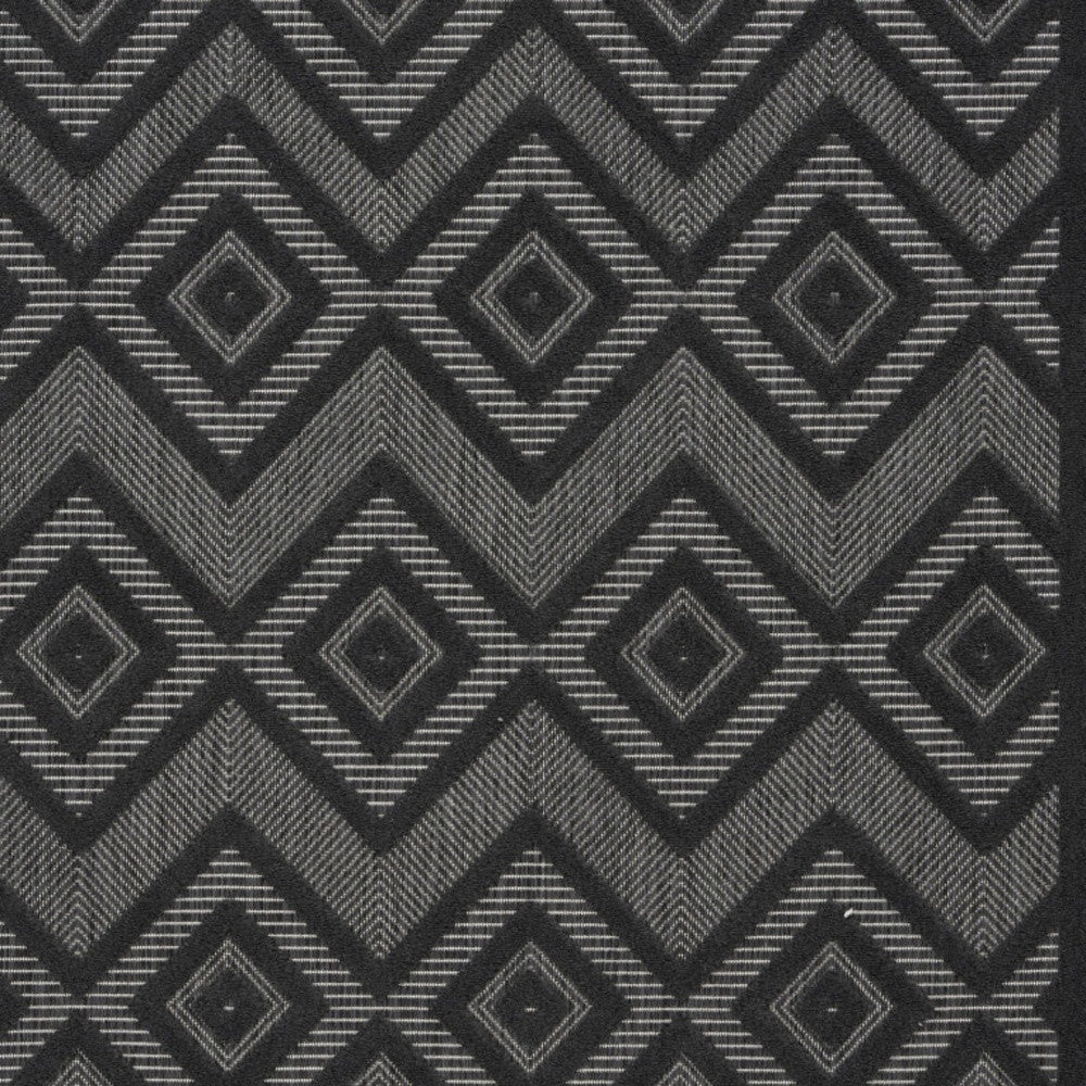 5' X 7' Charcoal Black Argyle Indoor Outdoor Area Rug