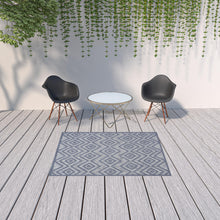 5' X 7' Denim Blue Argyle Indoor Outdoor Area Rug
