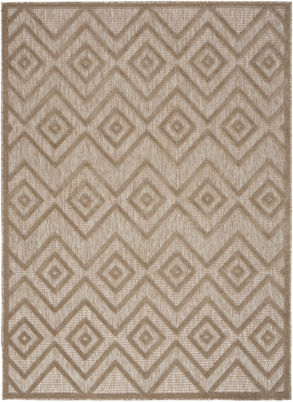 6' X 9' Natural Beige Argyle Indoor Outdoor Area Rug