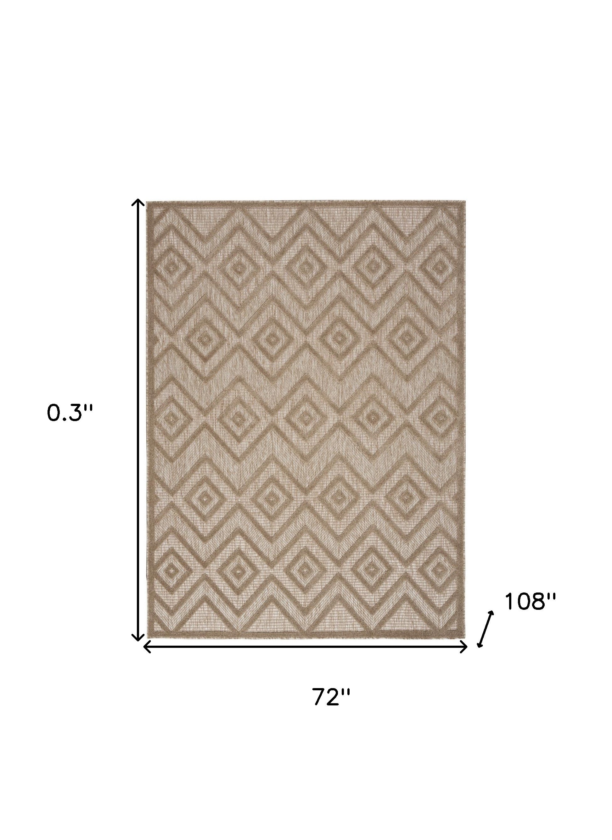 6' X 9' Natural Beige Argyle Indoor Outdoor Area Rug