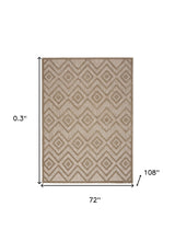 6' X 9' Natural Beige Argyle Indoor Outdoor Area Rug