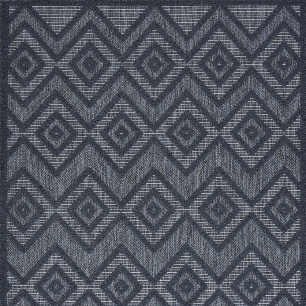 6' X 9' Navy Blue Argyle Indoor Outdoor Area Rug