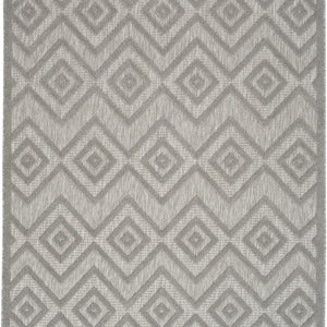 6' X 9' Silver Grey Argyle Indoor Outdoor Area Rug