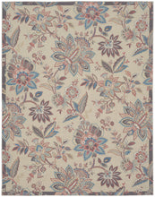 8' X 10' Beige Floral Distressed Washable Area Rug
