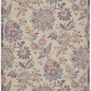 8' X 10' Beige Floral Distressed Washable Area Rug