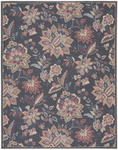 8' X 10' Charcoal Floral Distressed Washable Area Rug