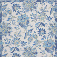 8' X 10' Ivory And Blue Floral Distressed Washable Area Rug