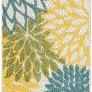 2' X 8' Turquoise Floral Non Skid Indoor Outdoor Runner Rug