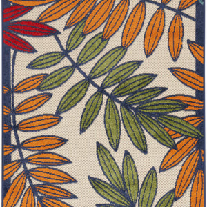 3' X 5' Orange And Red Floral Non Skid Indoor Outdoor Area Rug