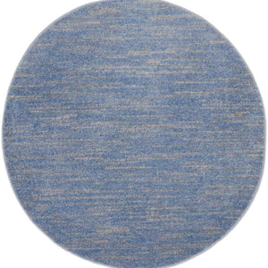 4' Blue And Grey Round Striped Non Skid Indoor Outdoor Area Rug