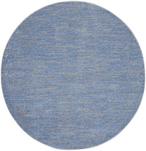 6' X 6' Blue And Grey Round Striped Non Skid Indoor Outdoor Area Rug