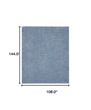 9' X 12' Blue And Grey Striped Non Skid Indoor Outdoor Area Rug