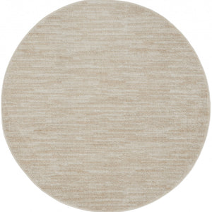 4' X 4' Ivory And Beige Round Non Skid Indoor Outdoor Area Rug