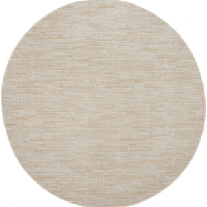 6' X 6' Ivory And Beige Round Non Skid Indoor Outdoor Area Rug