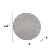 4' X 4' Silver Grey Round Non Skid Indoor Outdoor Area Rug
